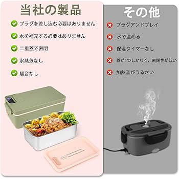 【新品】ポータブル電気加熱ランチボックス（1000ml大容量・充電対応） Amazon | NEICOOK 電気弁当箱 加熱式 USB充電式 304ステンレス